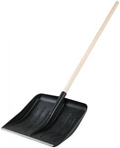 Лопата для уборки снега №1 пластиковая, деревянный черенок 430х435x1430 мм KУРС