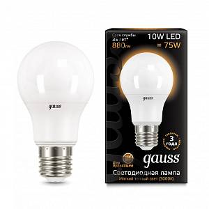 gauss 102502110 Лампа LED A60 E27 10W 3000K