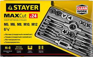 STAYER MaXCut, 24 предмета, легированная сталь, набор метчиков и плашек (28020-H24)