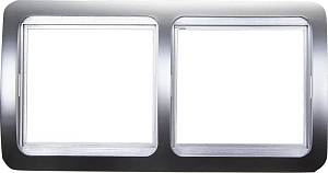 Панель СВЕТОЗАР "ГАММА" накладная, горизонтальная, цвет светло-серый металлик, 2 гнезда SV-54146-SM