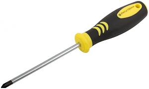 Отвертка &quot;Хард&quot;, CrV сталь, прорезиненная черно-желтая ручка 5х100 мм РН1 FIT